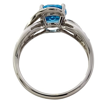 9ct gold Blue Topaz/Diamond claw set Ring size M